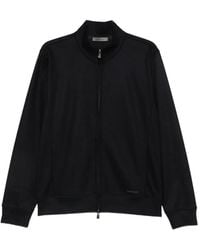 Corneliani - Logo-Print Zip-Fastening Cardigan - Lyst