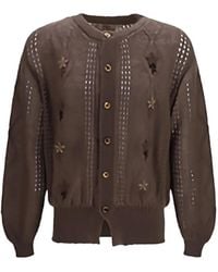 Magliano - Flower-Embroidered Open-Knit Cardigan - Lyst