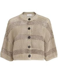 Brunello Cucinelli - Striped Cropped Cardigan - Lyst
