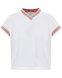 Versace - Greca-Trim V-Neck T-Shirt - Lyst