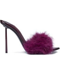 Le Silla - Mules Bella 120 Mm En Cuir Verni À Détails De Plumes - Lyst