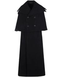 Yohji Yamamoto - Double-Breasted Cape-Overlay Coat - Lyst
