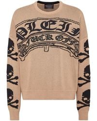 Philipp Plein - Logo-Embroidered Cotton Crew-Neck Sweater - Lyst