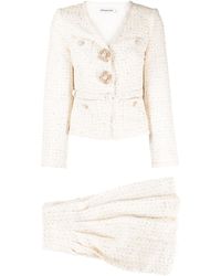 Self-Portrait - Cream Metallic Boucle Mini Jacket Dress - Lyst