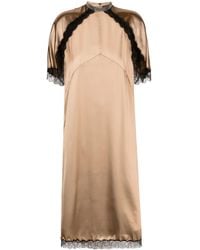 Fabiana Filippi - Lace-Trim Satin Midi Dress - Lyst