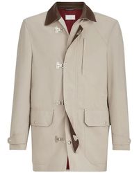 Brunello Cucinelli - Water-Resistant Microfiber Outerwear Jacket With Hook Fastening And Nappa Leather Inserts - Lyst