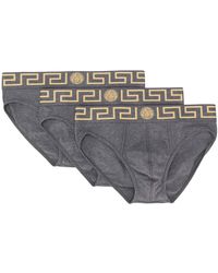 Versace Greek Key Brief Set - Gray