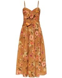 Zimmermann - Mahon Floral-Print Tie-Detail Midi Dress - Lyst