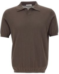 Kangra - Ribbed Short-Sleeve Polo-Collar T-Shirt - Lyst