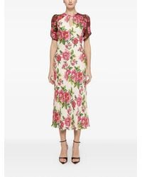 Nissa - Floral-Print Midi Dress - Lyst