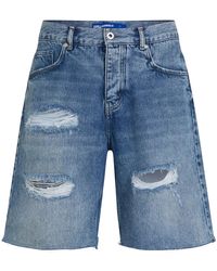 Karl Lagerfeld - Shorts Denim Con Effetto Vissuto - Lyst