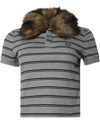 Vetements - Striped Faux-Fur-Collar Polo Shirt - Lyst