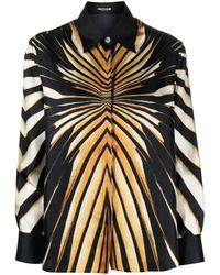 Roberto Cavalli - Abstract-Pattern Print Silk Shirt - Lyst