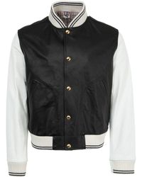 Thom Browne - Leather Varsity Jacket - Lyst