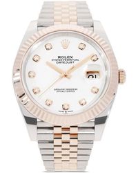 Rolex 2022 Ongedragen Datejust Horloge - Wit