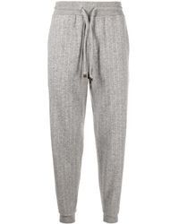 Brunello Cucinelli - Striped Cashmere-blend Track Pants - Lyst