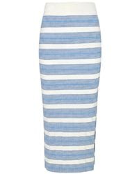 Hevron - Horizontal-Stripe Ribbed-Knit Midi Skirt - Lyst