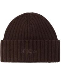 MC2 Saint Barth - Dark Wengen Wool Beanie With Logo Embroidery - Lyst