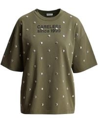 Essentiel Antwerp - Stud-Embellished Slogan-Print T-Shirt - Lyst