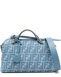 Fendi - Denim-Effect Ff Jacquard By The Way Soft Medium Bags - Lyst