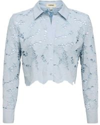 L'Agence - Seychelle Button-Down Blouse Met Bloemenkant - Lyst