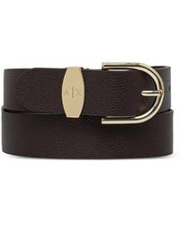 ARMANI EXCHANGE - Logo-Plaque Pebbled-Effect Belt - Lyst