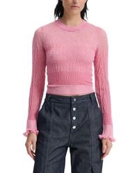 Cecilie Bahnsen - Cbcorali Ruffle-Cuff Sheer Top - Lyst