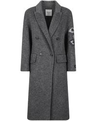 ERMANNO FIRENZE - Double-Breasted Floral-Patch Coat - Lyst