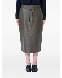 Max Mara - Belted Leather Skirt - Lyst