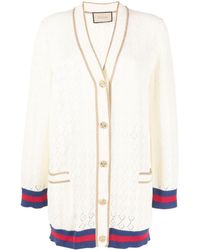 Gucci - Cotton Cardigan With Web - Lyst