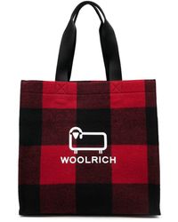 Woolrich - Logo-print Tartan Tote Bag - Lyst