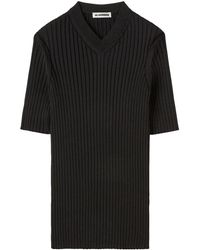Jil Sander - Ribbed-Knit V-Neck T-Shirt - Lyst