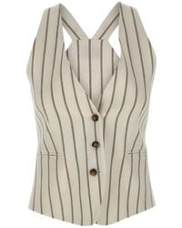 Marella - Striped V-Neck Gilet - Lyst