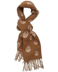 McQueen - Skull-Print Fringed Scarf - Lyst