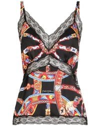 Dolce & Gabbana - Carretto-Print Silk Satin Top - Lyst