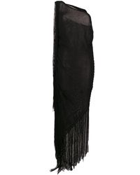 Magda Butrym Asymmetric Fringed Dress - Zwart