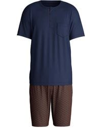 CALIDA - Henley-Neck Geometric-Print Pyjama - Lyst