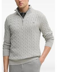 GANT - Cable-Knit Half-Zip Sweater - Lyst