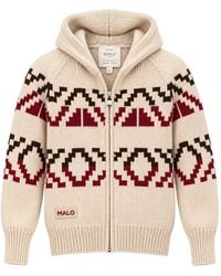 Malo - Geometric-Pattern Zip-Up Sweater - Lyst