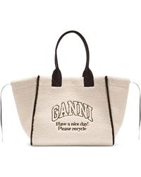 Ganni - Xxl Shearling Tote Bag - Lyst