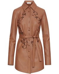 Oscar de la Renta - Laser-cut Floral Leather Shirt Dress - Lyst