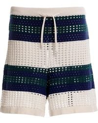 Agua Bendita - Striped Open-Knit Shorts - Lyst