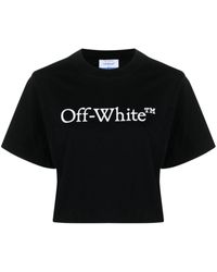 Off-White c/o Virgil Abloh - T-shirt crop Bookish à logo imprimé - Lyst