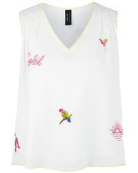 Marc Cain - Loose Embroidered V-Neck Blouse - Lyst