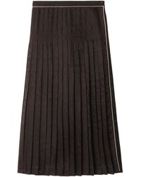 Burberry - Falda midi Sunflower de seda con pliegues - Lyst