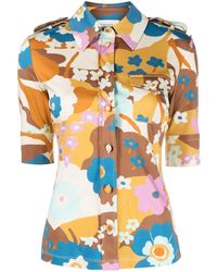 Sportmax - Floral-print Half-sleeved Shirt - Lyst
