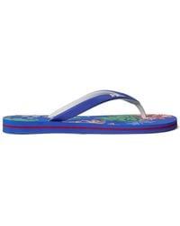 Polo Ralph Lauren - Floral-Print Logo-Strap Flip Flops - Lyst