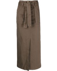 Semicouture - Belted Cotton Midi Skirt - Lyst