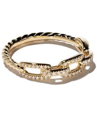 David Yurman - 18kt Yellow Gold Stax Chain Link Diamond Ring - Lyst