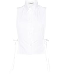 Miu Miu - Side-Tie Logo-Embroidered Shirt - Lyst
